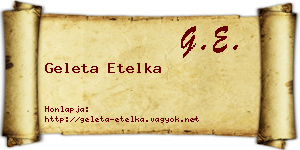 Geleta Etelka névjegykártya